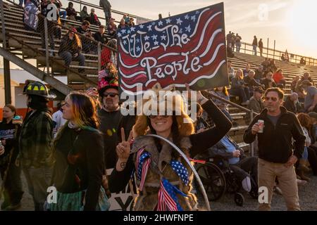 Hagerstown, USA. 05th Mar, 2022. Thousands gather for The People's Convoy, a convoy of trucks and protest of Covid related mandates in Hagerstown, Maryland on March 5, 2022. (Photo by Matthew Rodier/Sipa USA) Credit: Sipa USA/Alamy Live News Stock Photo