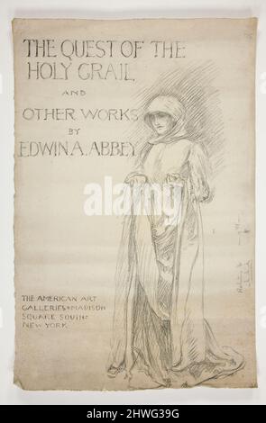 Study for the opening announcement(?) of The Quest of the Holy Grail paintings: The Quest of the Holy Grail and other works by Edwin A. Abbey. Drawing for the first cover of the Abbey catalogue..  Artist: Edwin Austin Abbey, American, 1852–1911, M.A. (HON.) 1897 Stock Photo