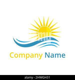 Minimalist Beautiful Sunset or sunrise Over Ocean Vector. Stock illustration. Stock Vector
