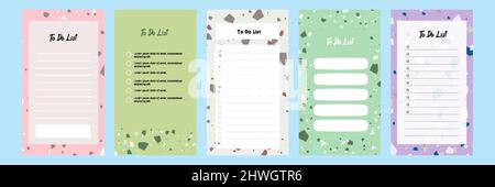 Set collection of colorful to do check list blank daily weekly planner. Suitable for social media story stories web banner template layout with abstra Stock Vector