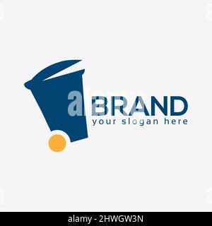 Trash can logo vector. Flat design. Vector Illustration on white background. Stock Vector