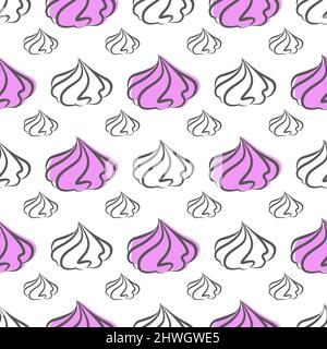 Meringues cookies seamless pattern. Marshmallow and zephyr vector illustration. French sweet cream dessert Stock Vector