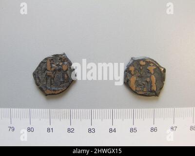 Follis (40 Nummi) of Constans II, Emperor of Byzantium. Ruler: Constans II, Emperor of Byzantium, Greek, 630–668, ruled 641–68 Stock Photo