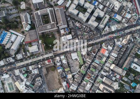Aerial view city office building with road in city downtown, Transport concept Stock Photo
