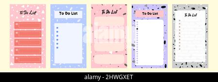 Set collection of colorful to do check list blank daily weekly planner. Suitable for social media story stories web banner template layout with abstra Stock Vector