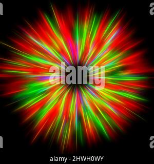 Illustration of a multicolor electrify human iris on black background. Digital artwork creative graphic design. Stock Photo