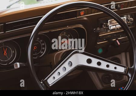 on board an old vintage car Stock Photo