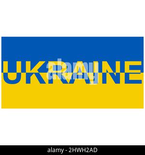 Flag Ukraine with text Ukraine stop war yellow blue flag end war Stock Vector