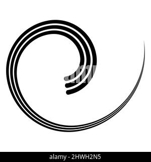 Triple round spiral logo template swirl curl, track stripes Stock Vector