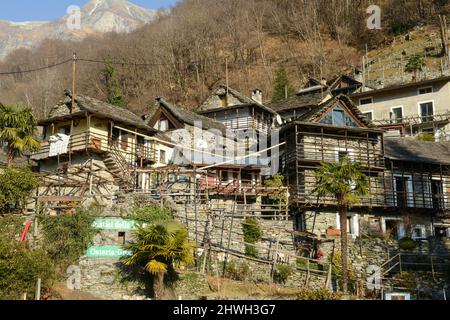 The rural village of Berzona on Verzasca valley on the italian part of Switzerland Stock Photo
