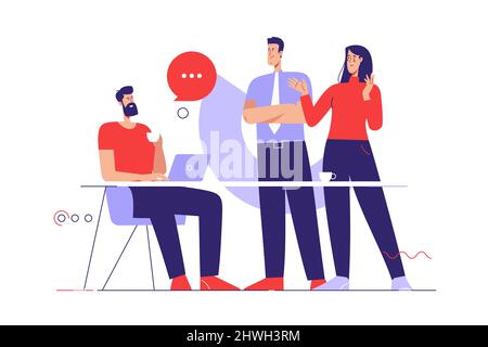 Vector illustration on the subject of coffee break and communication. Editable stroke Stock Vector