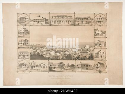 View of Honolulu, From the Catholic Church (No. 3).  Artist: Paul Emmert, American, born Switzerland,1826–1867 Stock Photo