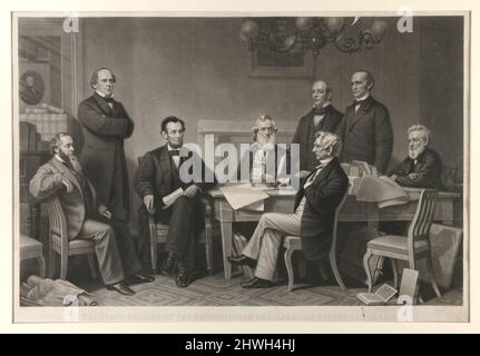 The First Reading of the Emancipation Proclamation Before the Cabinet.  Artist: Alexander Hay Ritchie, American, born Scotland, 1822–1895After: Francis Bicknell Carpenter, American, 1830–1900 Stock Photo
