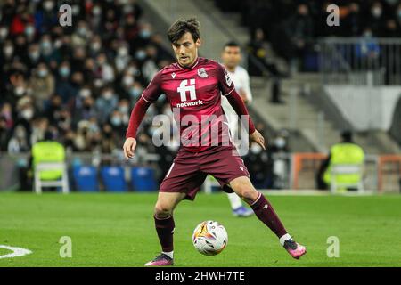 David Silva of Real Sociedad during the Spanish championship La Liga football match between Real Madrid and Real Sociedad on March 5, 2022 at Santiago Bernabeu stadium in Madrid, Spain - Photo:  Irh/DPPI/LiveMedia Stock Photo