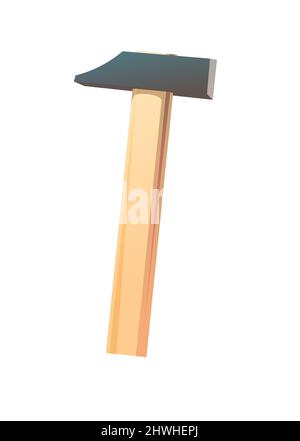 Hammer. Typical universal tool for all types of work. Cartoon style. Object isolated on white background. Vector. Stock Vector