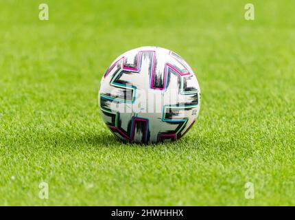 Moscow, Russia – June 5, 2021. Official match ball of Euro 2020 championship. Stock Photo