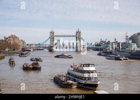 View towards Tower Bridge from St. Magnus House in London, England. Stock Photo