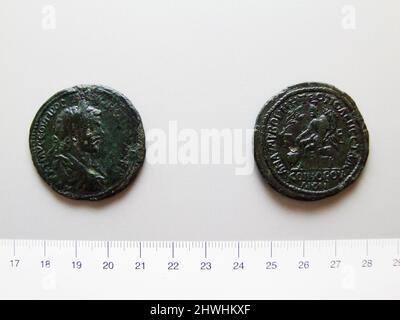 Coin of Caracalla, Roman Emperor from Anazarbus. Ruler: Caracalla, Roman Emperor, A.D. 188–217, ruled A.D. 198–217 Mint: Anazarbus Artist: Unknown Stock Photo