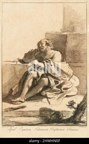 An Old Man Leaning Against a Stone Wall, plate 22, from Raccolta di alcuni disegni del Barberi [sic] da Cento detto il Guercino (Collection of Some Drawings Engraved after Barbieri da Cento, called Guercino). Etcher: Giovanni Battista Piranesi, Italian, 1720–1778After: Guercino (Giovanni Francesco Barbieri), Italian, 1591–1666 Stock Photo