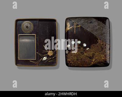 Labeled Japanese Writing Box The Suzuribako is a traditional Japanese writing box, often crafted ...