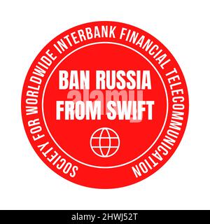 Ban Russia from swift symbol icon Stock Photo
