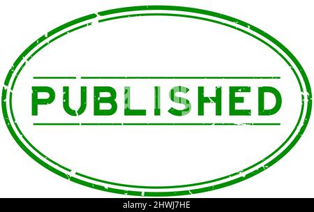 Grunge green published word oval rubber seal stamp on white background Stock Vector