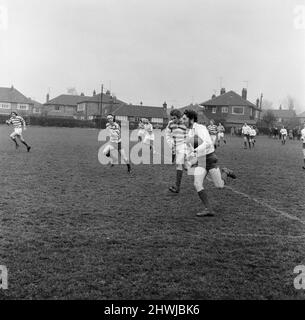 Rugby match in Acklam, Middlesbrough. 1971 Stock Photo