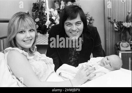 Tony Blackburn, Britain's top DJ, certainly became Top of the Pops when his wife Tessa Wyatt gave birth their first child, a alb 3oz boy who they have called Simon Anthony. Tony is pictured visiting his wife at St Charlotte's Hospital, Chiswick. 11th April 1973. Stock Photo