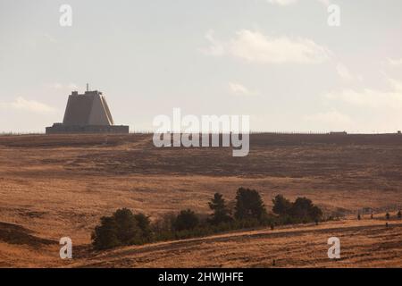 RAF Fylingdales, Solid State Phased Array Radar an Royal Air Force station on Snod Hill in the North York Moors, England Stock Photo