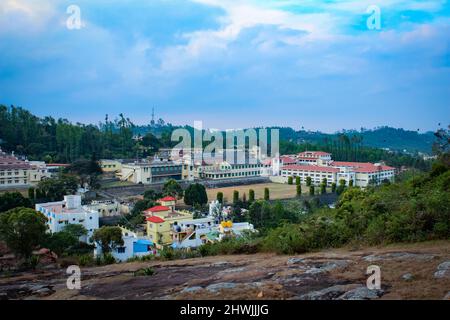 Yercaud, Tamil Nadu, India - Feb 19 2022: Beautiful view of the buildings in a hill station. Yercaud is a hill station in Salem district. Stock Photo