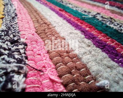 The pattern and texture of the carpet fabric on the floor Stock Photo
