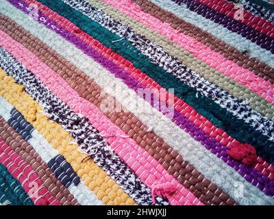 The pattern and texture of the carpet fabric on the floor Stock Photo