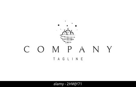Vector logo on which an abstract image of three chicks sitting in a nest. Stock Vector