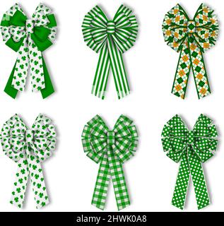 Set of isolated patrick's day bows and ribbons Stock Vector