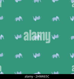 Elephant cute seamless pattern. Background with kids toy. Repeated texture in doodle style for fabric, wrapping paper, wallpaper, tissue. Vector illus Stock Vector