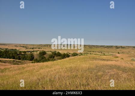 Amazing view of the Badlands landscape with a view from Sage Creek Rim road. Stock Photo