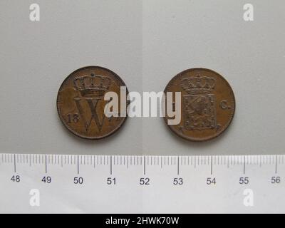 1 Cent of William III, King of the Netherlands from Utrecht. Ruler: William III, King of the Netherlands, Dutch, 1817–1890, ruled 1849–90 Mint: Utrecht Stock Photo