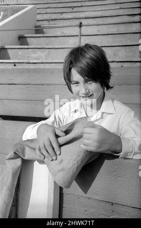Ten-year-old Mike Faweett learning to be a bullfighter. January 1972 72-00001 Stock Photo