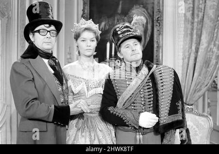 Eric Morcambe and Ernie Wise with Glenda Jackson. Eric Morcambe and Ernie Wise tried to become –character” actors when they played opposite Glenda Jackson who plays the part of Queen Victoria in Eric and Ernieês Christmas special. The show which has been shot by the BBC will be screened on Christmas night and in the Queen Victoria sketch Erinie plays Albert, Prince Consort and Eric plays the part of Disrallie, the Prime Minister. December 1972 72-11750-003 Stock Photo