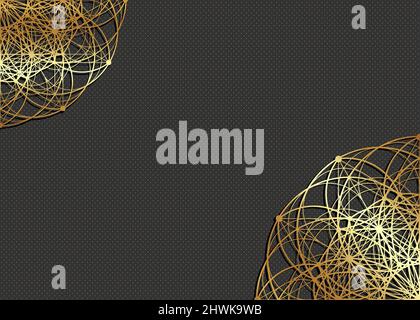 Gold luxury mandala Template, isolated on golden dots and black background. Great for invitation, flyer, menu, brochure, postcard, wallpaper, Stock Vector