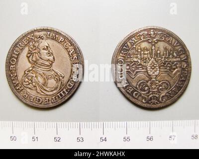 1/2 Thaler of Ferdinand III, Holy Roman Emperor from Augsburg. Ruler: Ferdinand III, Holy Roman Emperor, Austrian, 1608–1657, ruled 1637–57 Mint: Augsburg Stock Photo