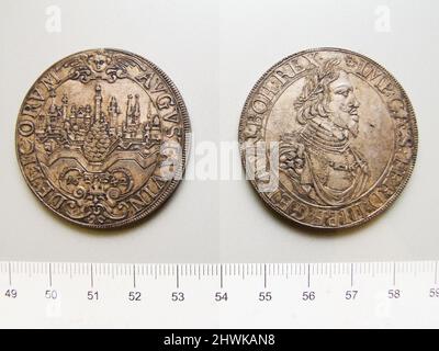 1 Thaler of Ferdinand III, Holy Roman Emperor from Augsburg. Ruler: Ferdinand III, Holy Roman Emperor, Austrian, 1608–1657, ruled 1637–57 Mint: AugsburgMagistrate: Johann Bartholomaus Holeisen Jr. Stock Photo