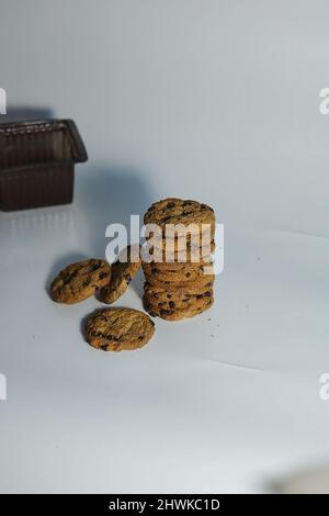 Pile of chocolate chip cookies Stock Photo
