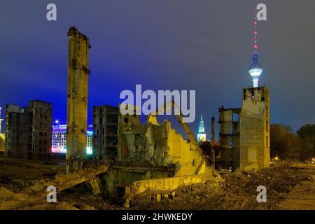 Berlin, Palast der Republik abriss, demolition of the Palace of the Republic, Berlin Cathedral Stock Photo