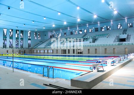 Lanes of a competition swimming pool Stock Photo