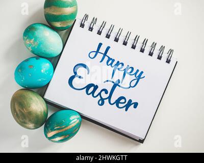 Happy Easter. Easter eggs painted with colorful paints Stock Photo