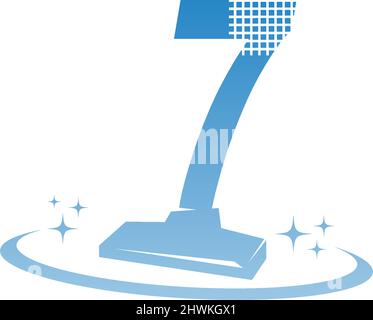 Cleaning service logo illustration with number  7 icon template vector Stock Vector