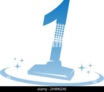 Cleaning service logo illustration with number  1 icon template vector Stock Vector