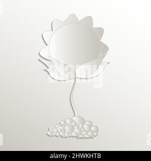 Sunflower symbol, bull icon, card paper 3D natural vector Stock Vector