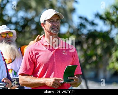 Orlando, FL, USA. 6th Mar, 2022. Adam Scott of Australia on the 1st tee during final round of the Arnold Palmer Invitational presented by Mastercard held at Arnold Palmer's Bay Hill Club & Lodge in Orlando, Fl. Romeo T Guzman/CSM/Alamy Live News Stock Photo